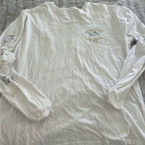 Quiksilver White Long Sleeve Tee with Fish Graphic